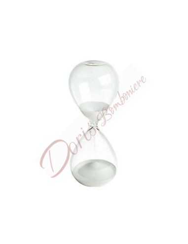 Bomboniera Clessidra in vetro Bomboniera Matrimonio Comunione Battesimo sabbia bianca altezza 12 cm in offerta