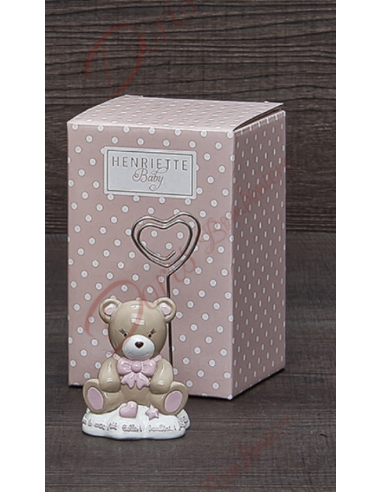 PLACEHOLDER MEMO CLIP PHOTO HOLDER WITH PINK BEAR H.10 CM