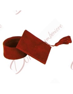 Scatola porta confetti cappello tocco laurea colore rosso con nappino in velluto