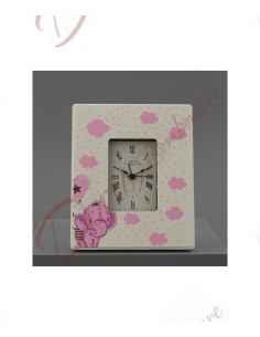 Regalo Bomboniera orologio da tavolo elefantino rosa per bambina 15x19 cm