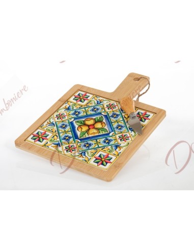 Favor nützliche Solidarität cuorematto großes Schneidebrett aus Holz und Keramik mit Messer 24x33