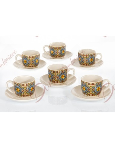 Favorise coffret cadeau de 6 tasses en caramique solidarité ligne méditerranéenne de Cuorematto