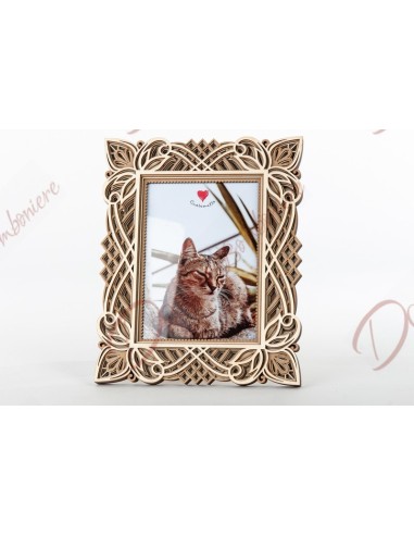 Gastgeschenk Holzrahmen Laserbearbeitung 6 Schichten Solidarität cuorematto 15x20 cm mis int