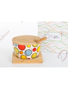 Favor sugar bowl in ceramic and wood with bubbles coffee line friends of cuorematto