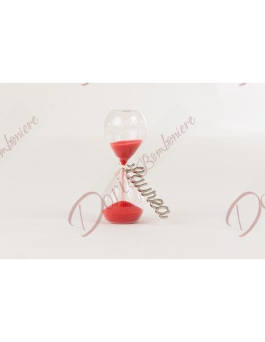 Laura hourglass favor with red sand height 8 cm