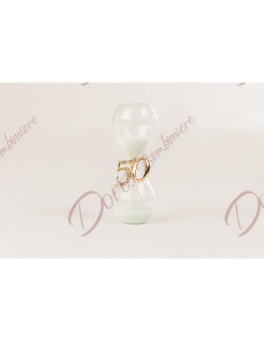 White sand hourglass favor with 50 application for cuorematto solidarity gold wedding