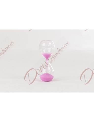 Favor hourglass Baptism in glass with pink sand height 8 cm attached cuorematto