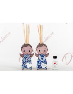 Favor enfant bleu ange bois diffuseur de parfum 15 cm h coeur solidaire