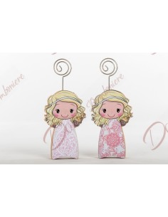 Pink angel girl favor with wooden memo clip h10 cm solidarity product Cuorematto