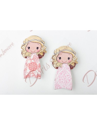 Solid wood magnet application pink angel - solid heart nut 3.5x6.5