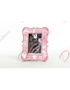 Bomboniera regalo cornice portafoto rosa in legno misura foto 10x15 cm D6409 Cuorematto Battesimo e Nascita