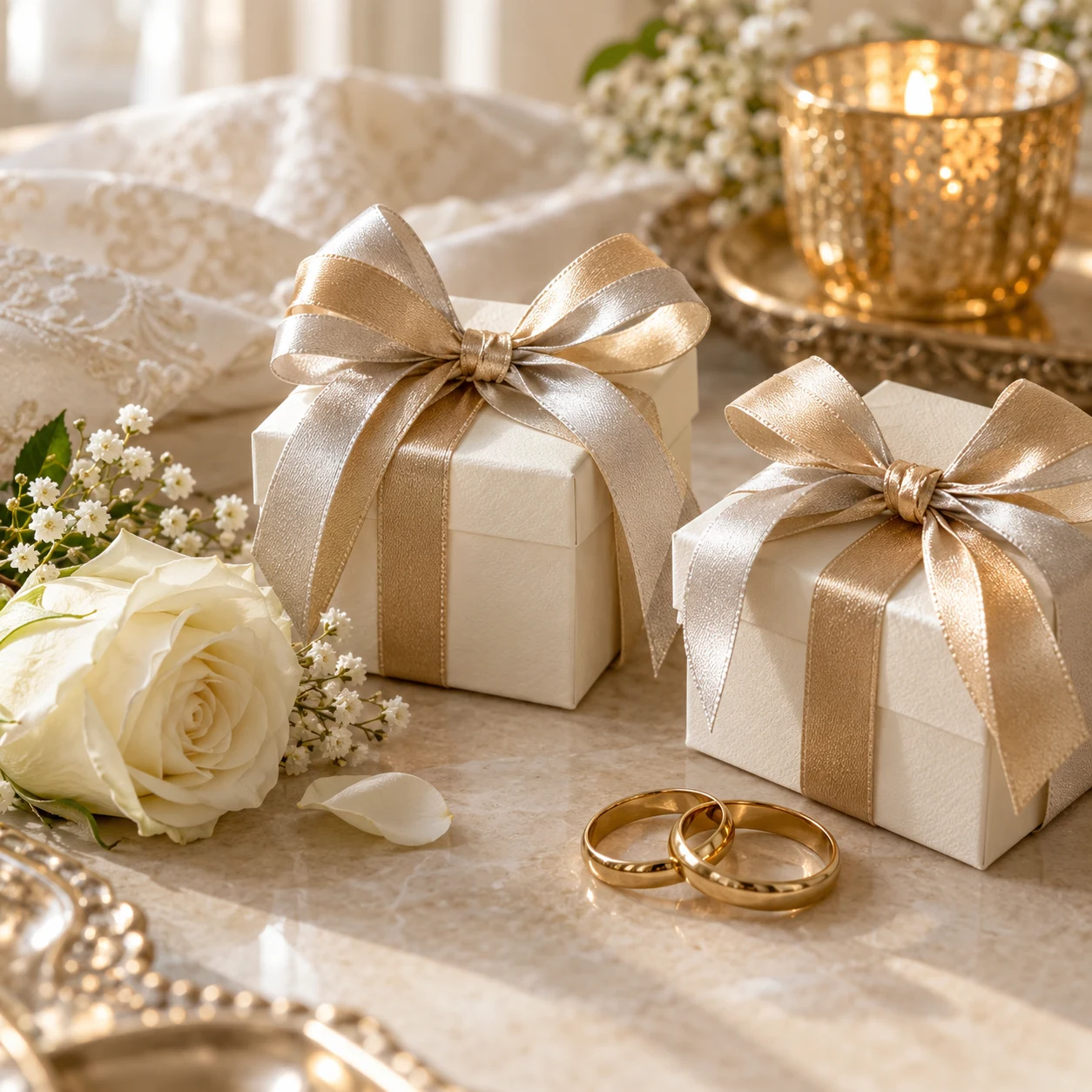 Confezioni oro e argento con fedi: ispirazione anniversario