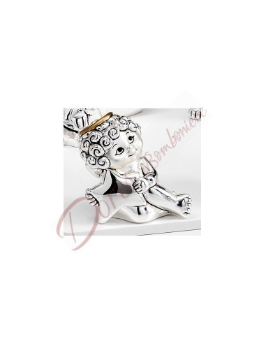 Angelo putto argento con stella h 6.5 cm con scatola Angelo putto argento con stella h 6.5 cm con scatola